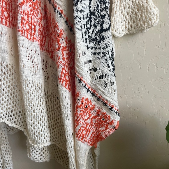 Anthropologie Cream and Orange Long Sleeve Crochet Dress - M - Picture 4 of 15